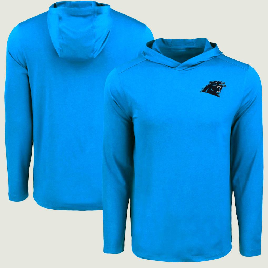 Men 2026 NFL Carolina Panthers Hooded long sleeved T-shirt blue 06->->Sports Accessory